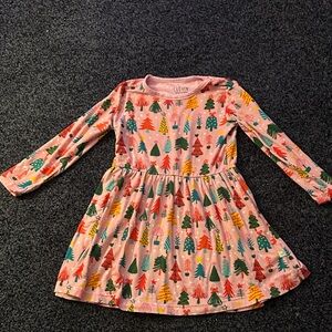 Kids Pink Tree Pattern Dress